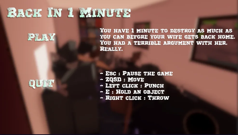 The main page of a small game I created for a game jam